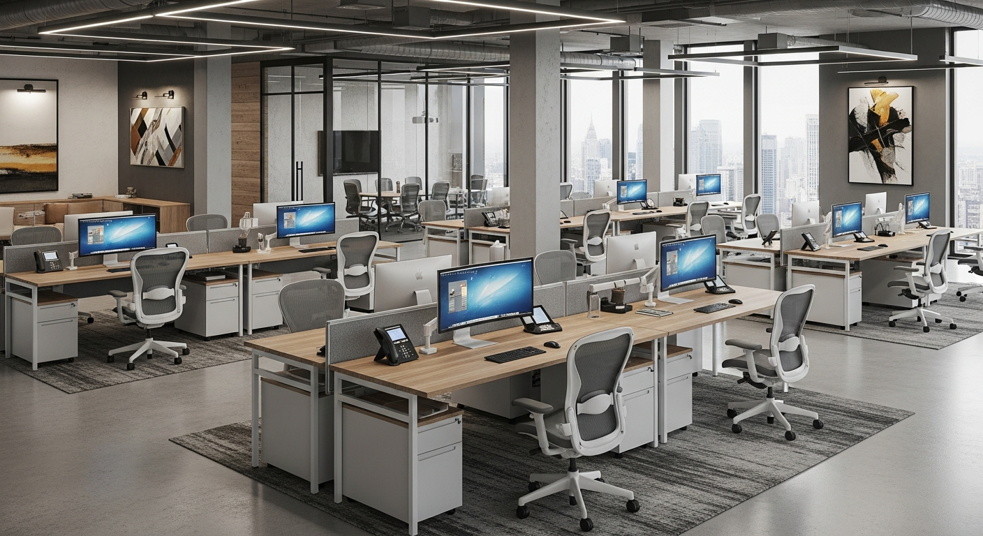 Ecosistema tecnologico scalabile in ufficio moderno